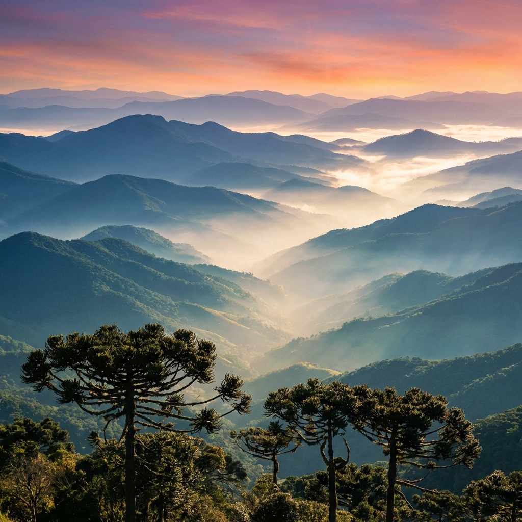 Vista da Serra da Mantiqueira ao amanhecer